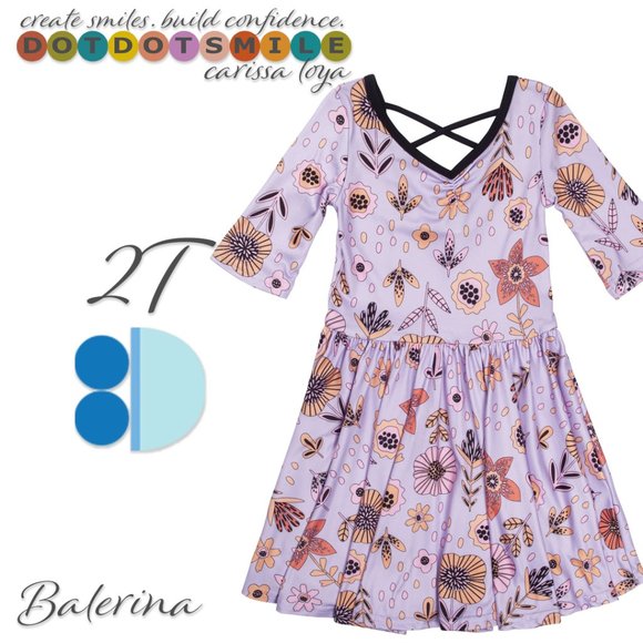 DotDotSmile Ballerina Purple Flower Print Dress - Picture 1 of 1